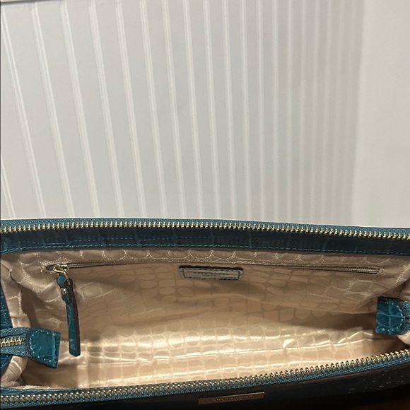 Vintage Kate Spade Teal Croc-Embossed Clutch Clean - Picture 3 of 5